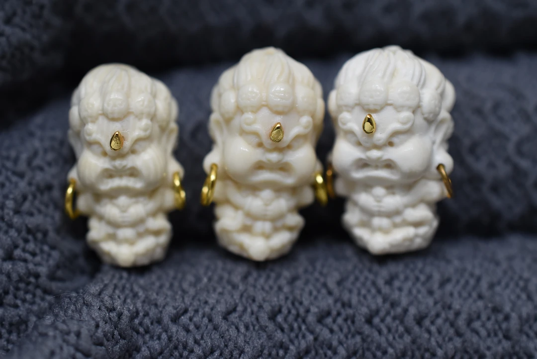 天然保真原色猛犸牙大黑天吊坠配珠腰珠顶珠手串配饰编码A0080