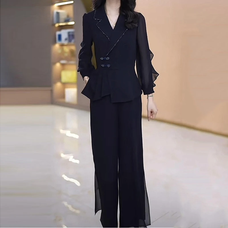 彩萱【上衣+裤子】早春衣服女装一整套时尚减龄收腰遮肉显瘦两件套