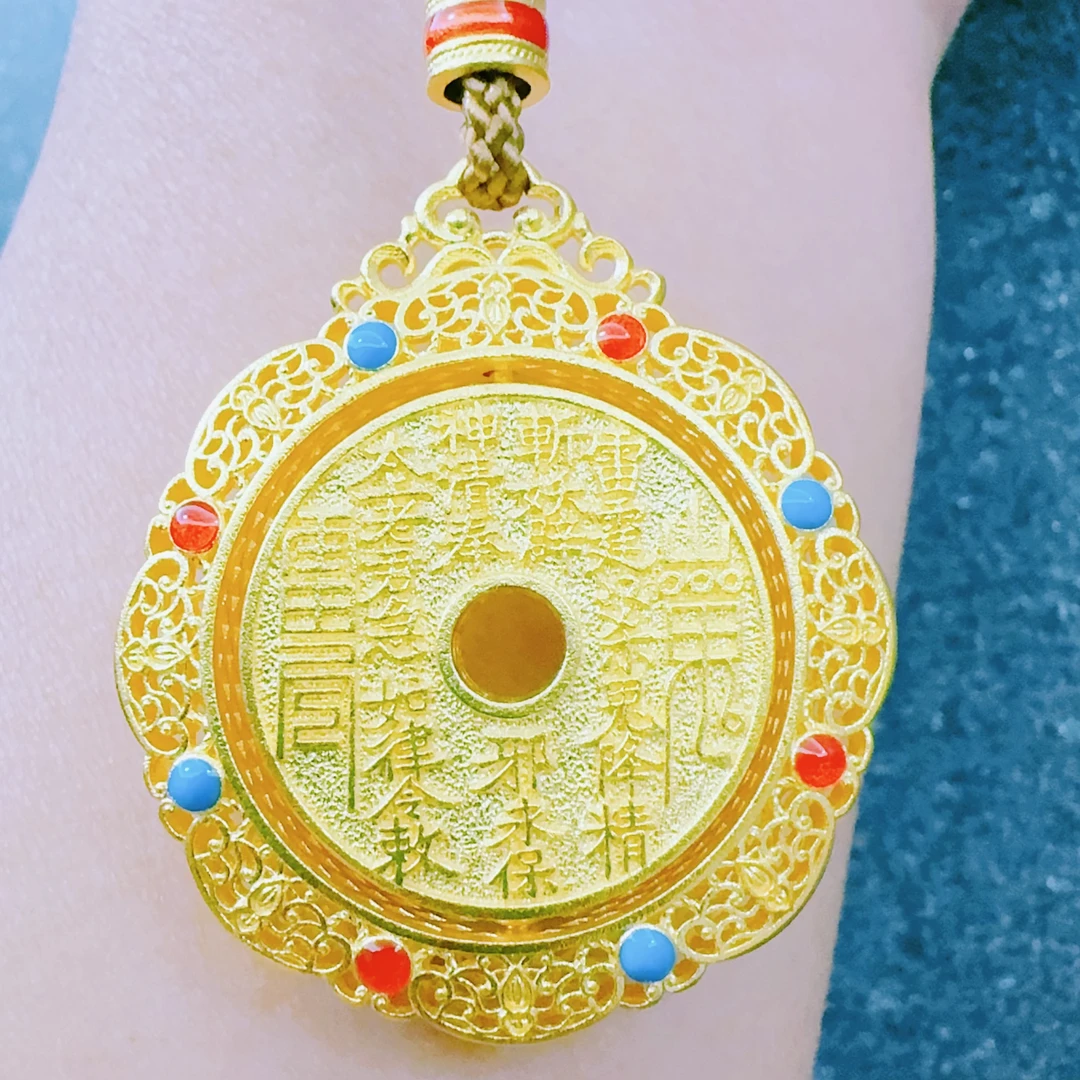 古法珐琅彩平安山鬼花钱足金吊坠【不支持7天无理由退换货】