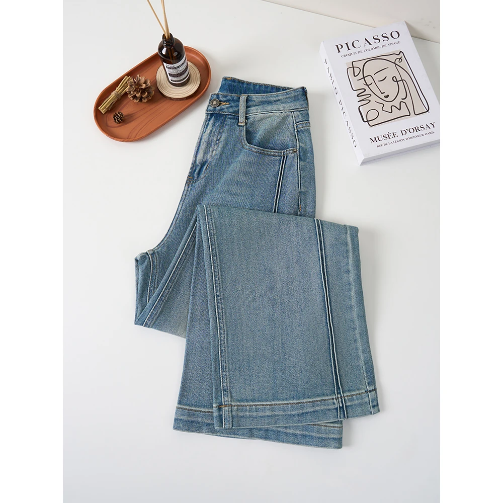 missrococo/洛可可小姐2025秋冬新款时尚百搭设计感阔腿牛仔裤女