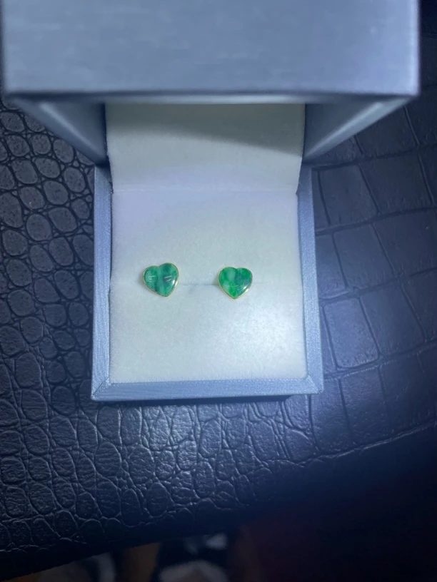 18k天然翡翠耳钉