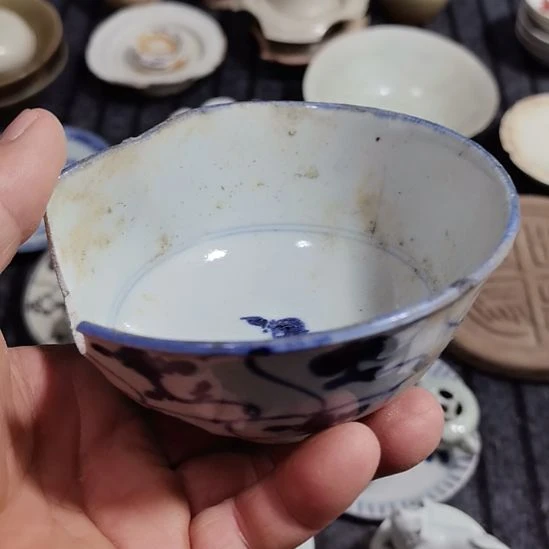 瓷片青花影青杯垫学习标本