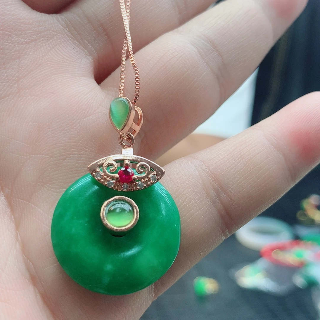 翡翠挂件14K金镶嵌348