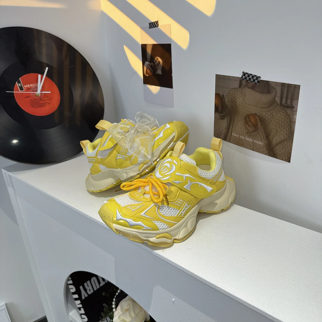 跷跷板小众设计老爹鞋女厚底休闲鞋2025春季新款魔术贴双鞋带运动