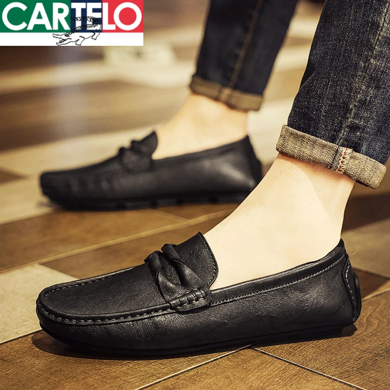 乐福鞋子男士2025新款秋季懒人一脚蹬休闲皮鞋男款豆豆鞋男鞋