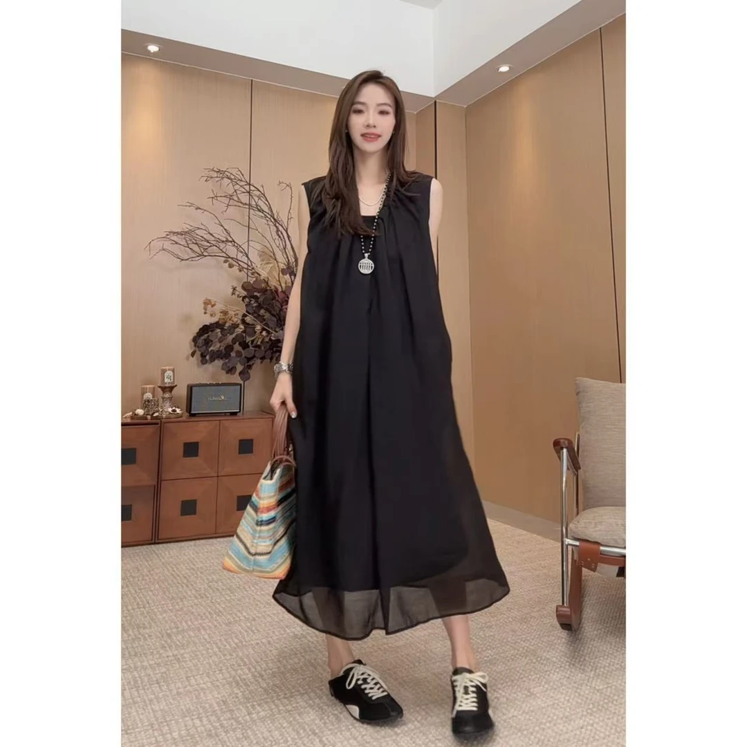 小静静一会【苎麻连衣裙】2025夏款极简显瘦长裙 2506C3368