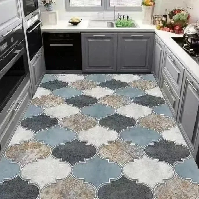 简约家用皮革地垫厨房垫入户门垫防水防油防滑免洗可满铺可定制