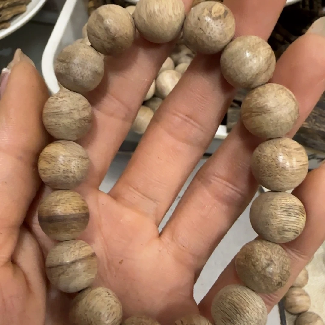 沉香木手串铭*海南野黄油格手串