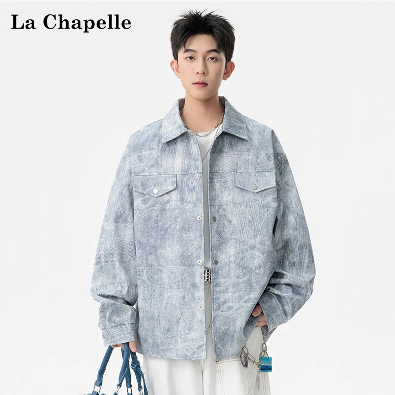 La Chapelle/拉夏贝尔美式复古扎染满印腰果花休闲翻领夹克男女款