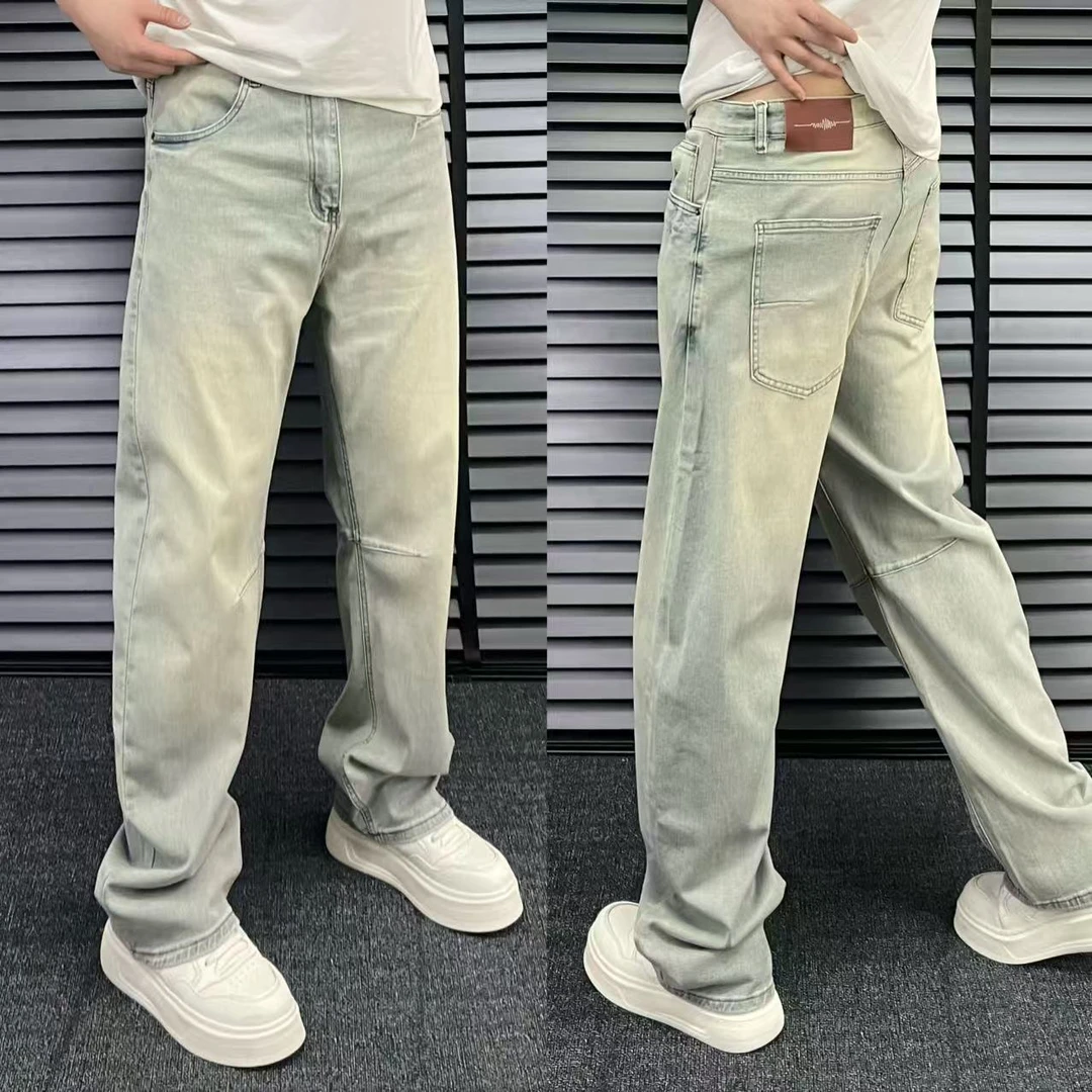 25001夏季破洞四季通用长裤水洗牛仔裤宽松裤子韩版直筒男士潮流