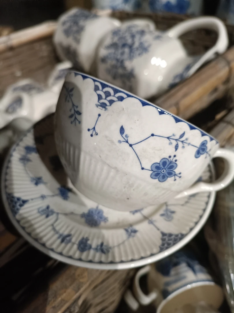 磁州窑出口尾货唐草咖啡杯一套《微瑕完美勿拍》