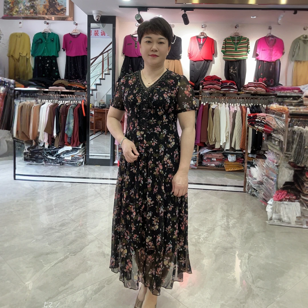 【燕珍时装】2025夏季新款7822时尚品牌台湾丝妈妈装连衣裙 凯永
