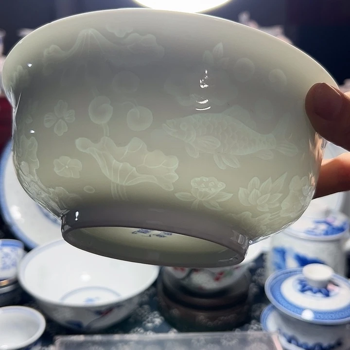 纯白7寸年年有鱼面碗