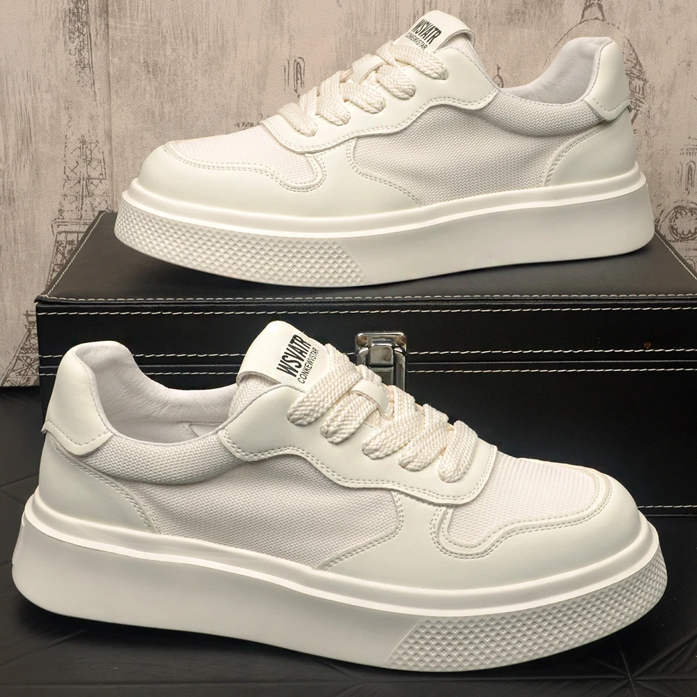 夏季板鞋平跟青年透气休闲鞋潮鞋男士时尚百搭网面鞋纯色小白鞋男