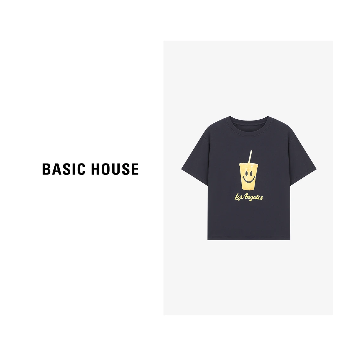 Basic House/百家好夏季百搭宽松简约卡通休闲T恤-B0625B5G762