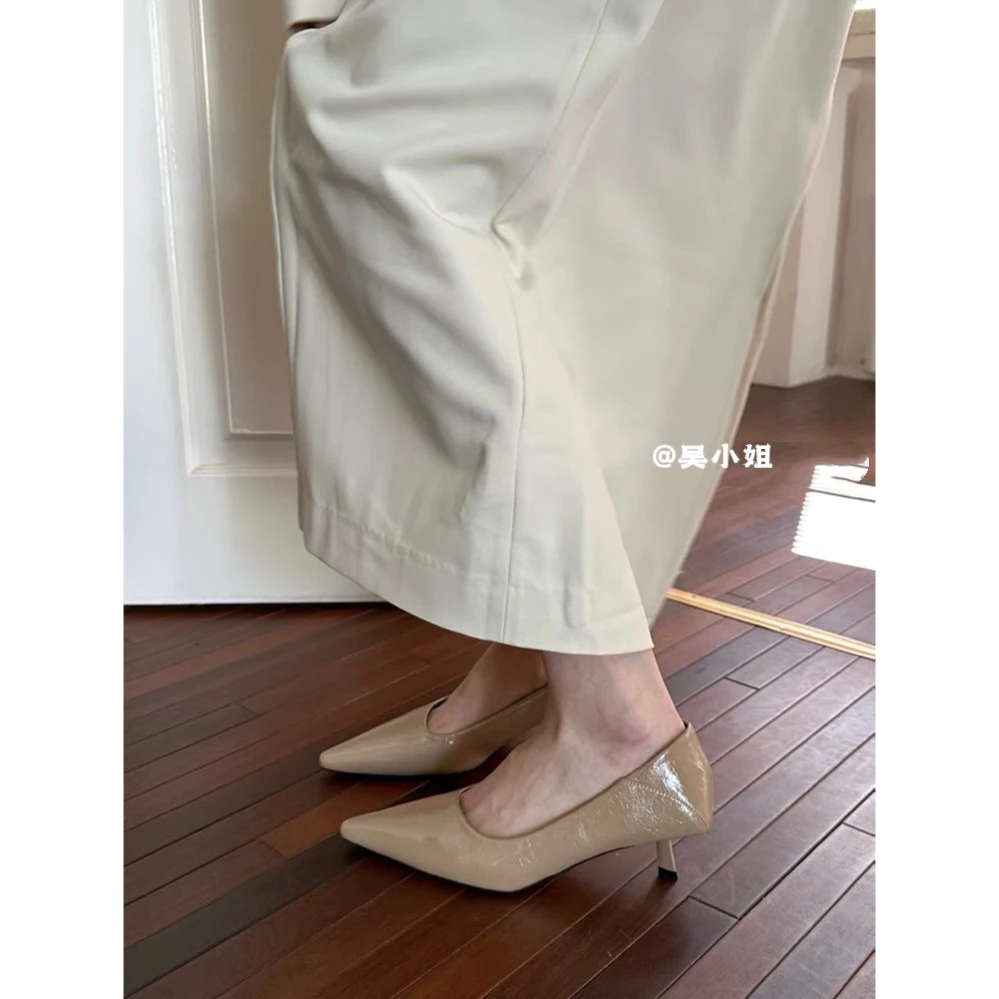 2025春季新款时尚气质浅口尖头高跟鞋女法式温柔气质简约通勤单鞋