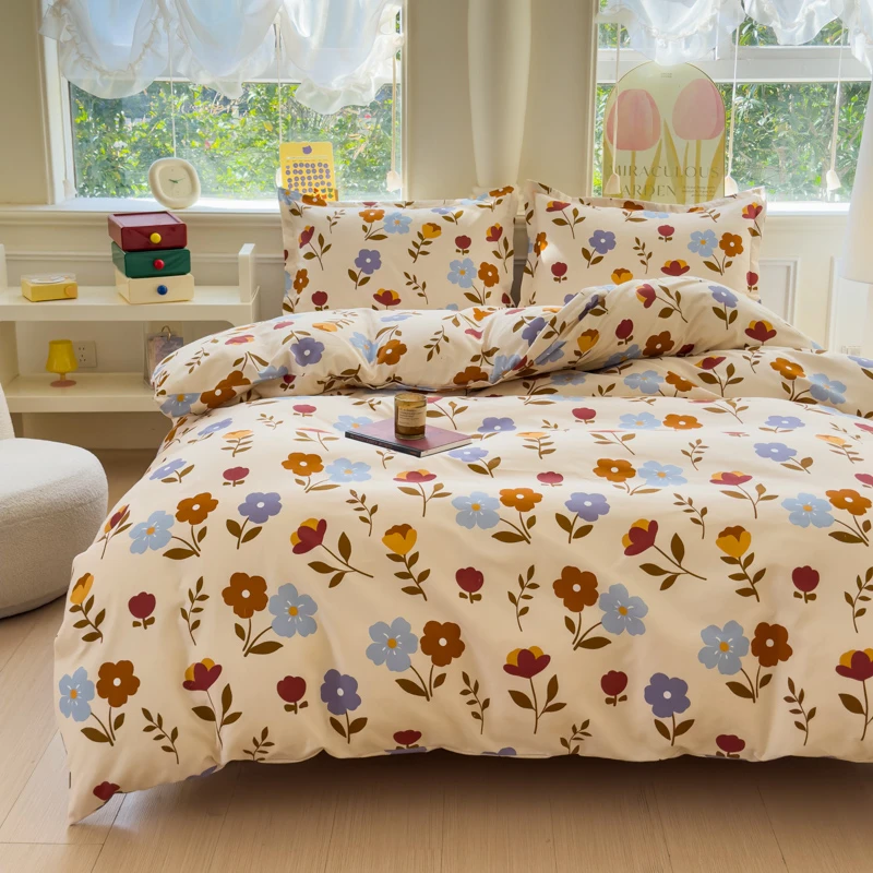 小清新纯棉四件套100%斜纹棉宿舍学生三件套单被罩新款床上用品