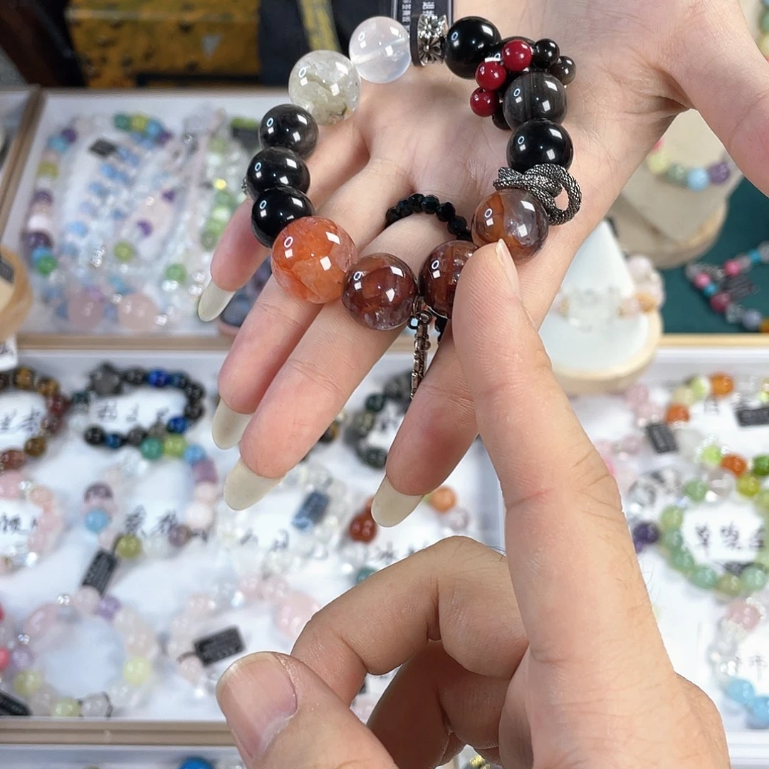 水晶手链银S925镀金镶嵌