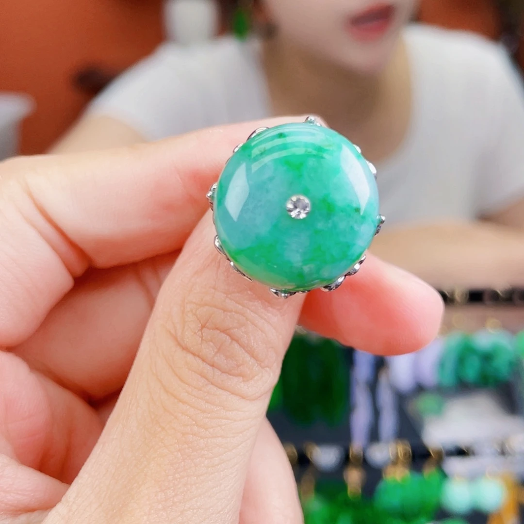 翡翠银S925镶嵌耳饰饰品