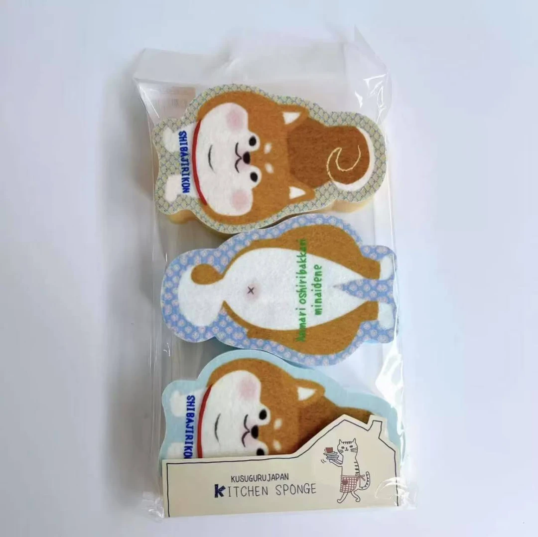 A289 日本Kusuguru正品蜜豆爬猫柴犬柴犬黄海绵擦厨房小工具8577