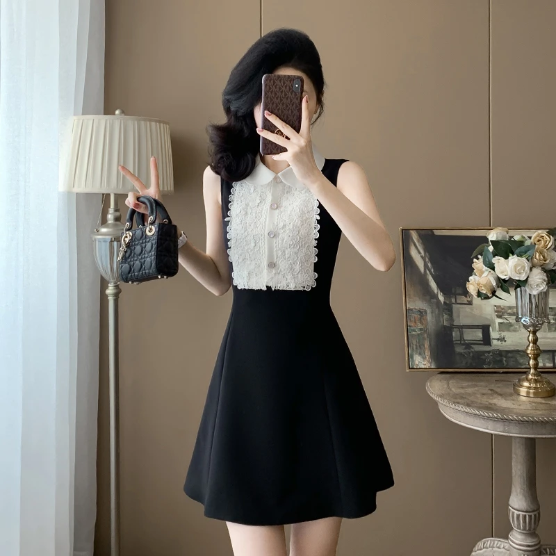 小个子连衣裙女夏季2025新款气质高级感修身显瘦法式千金风背心裙