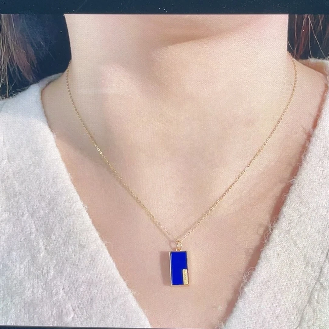 青金石吊坠喜乐银S925镀金镶嵌