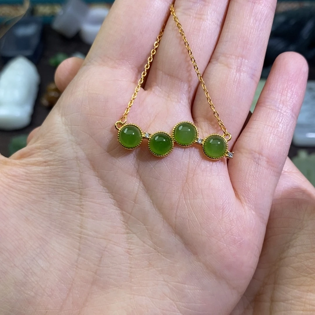 和田玉银S925镶嵌颈饰