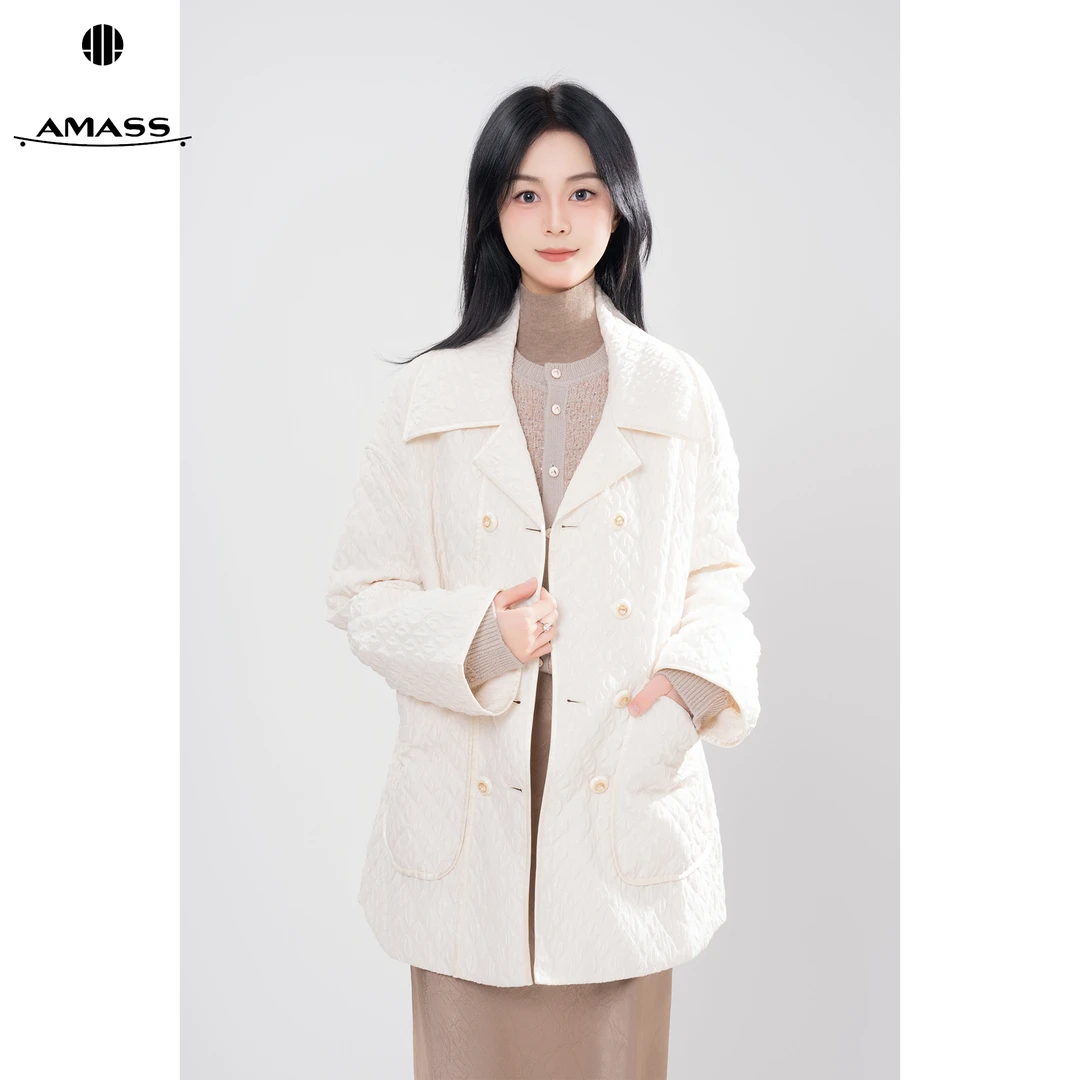 AMASS/阿玛施秋冬白色法式时尚气质菱格小香风宽松外套女 5400440