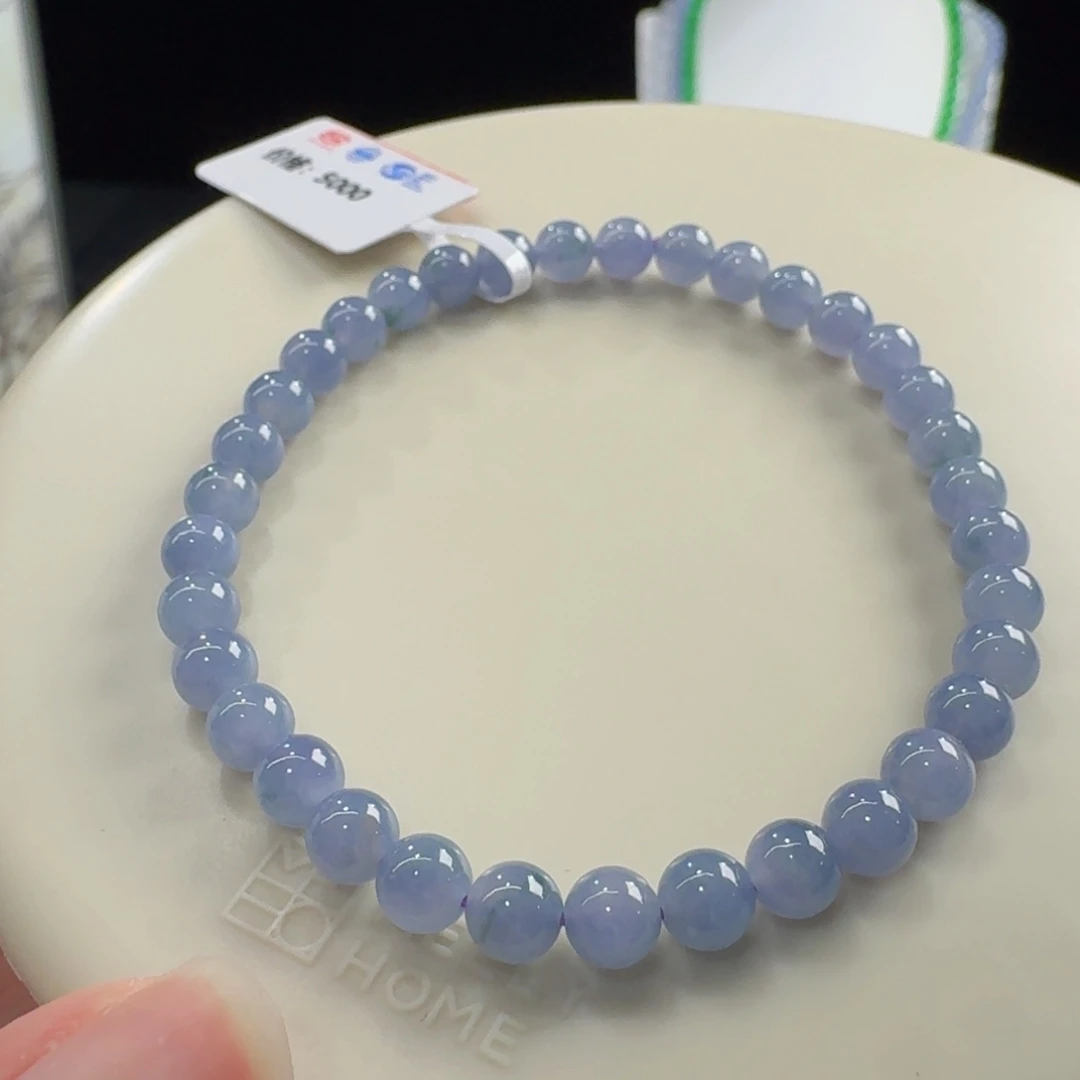 翡翠未镶嵌手链薰衣草紫单圈卡5mm