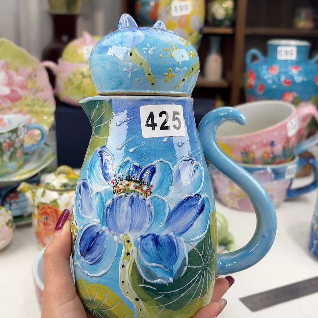 瓷片暗*景德镇手绘高温釉下彩陶瓷茶具