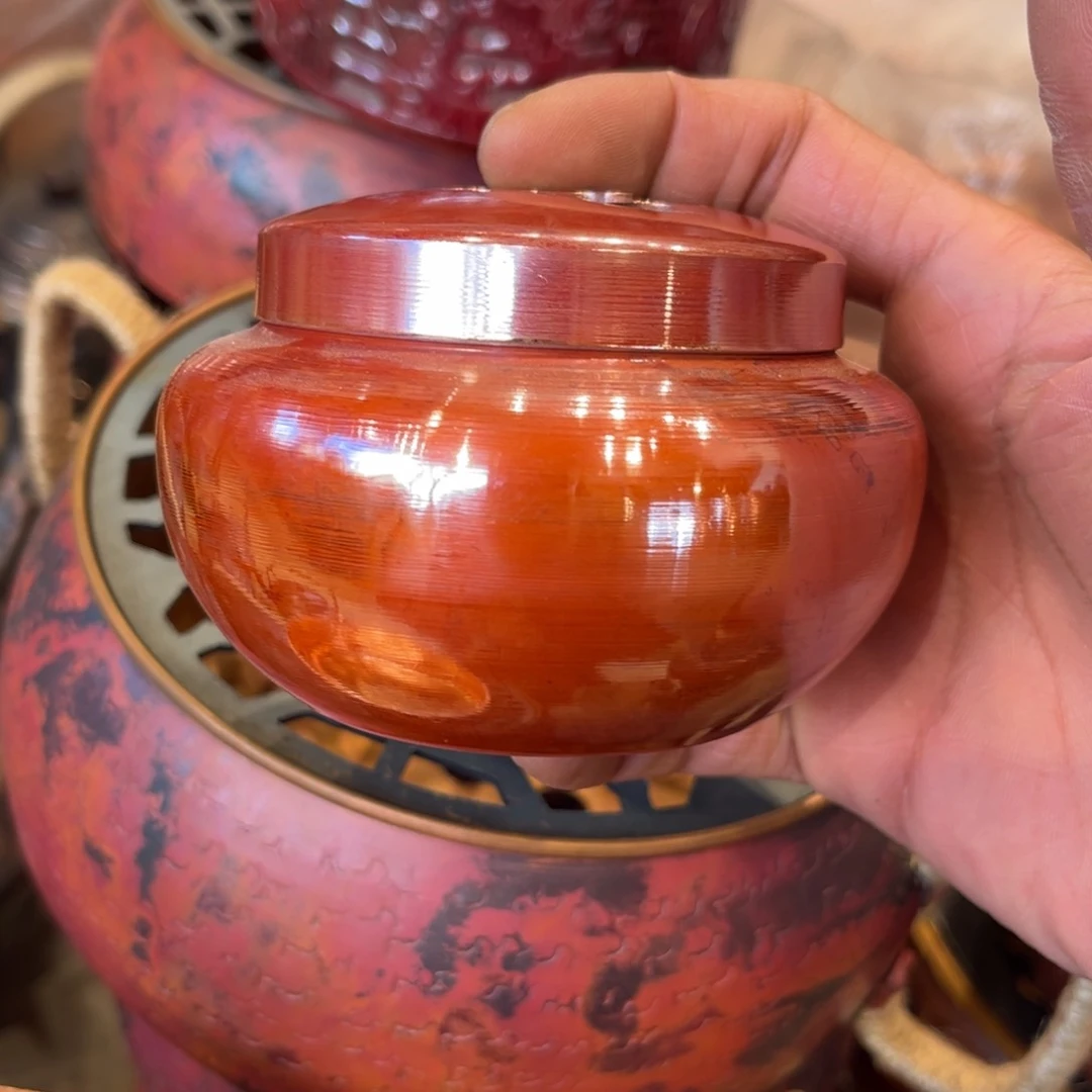 聚宝盆香炉淬火色手工锻打工艺