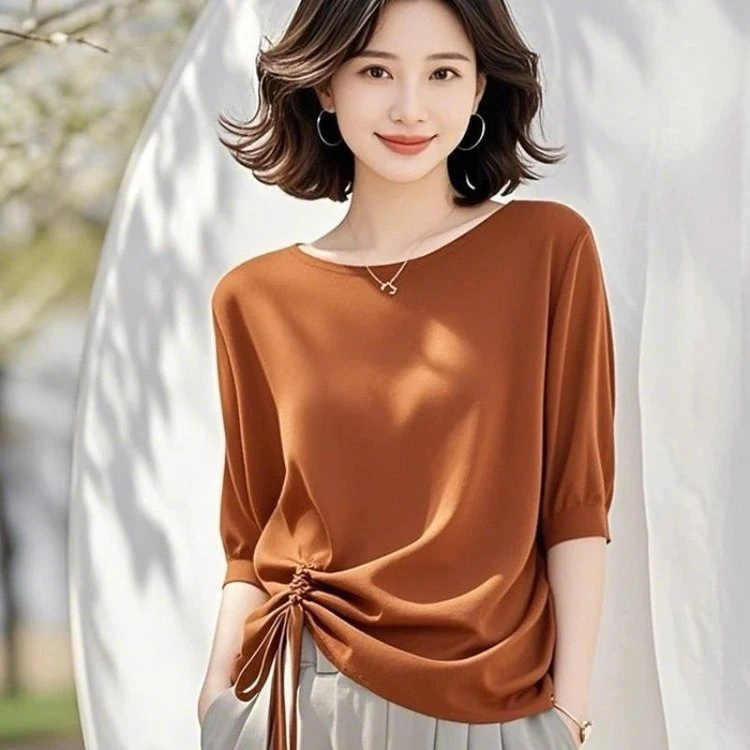 时尚穿搭女夏装套装洋气高档次新款高贵系带印花收腰显瘦