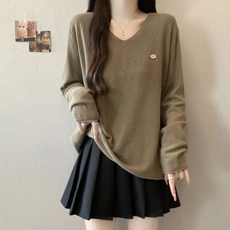 紫色毛衣内搭秋季2025新款大码女装胖mm宽松显瘦打底长袖针织上衣