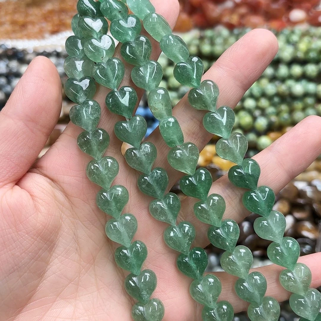 玛瑙/玉髓未镶嵌珠宝半成品卡12绿草莓屁桃爱心短条15颗