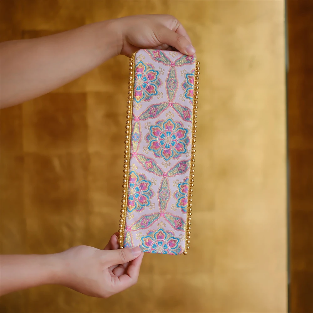 大碗茶器 问春风【千丝团绣】桌旗双排珍珠茶席隔热泡茶垫30*10cm