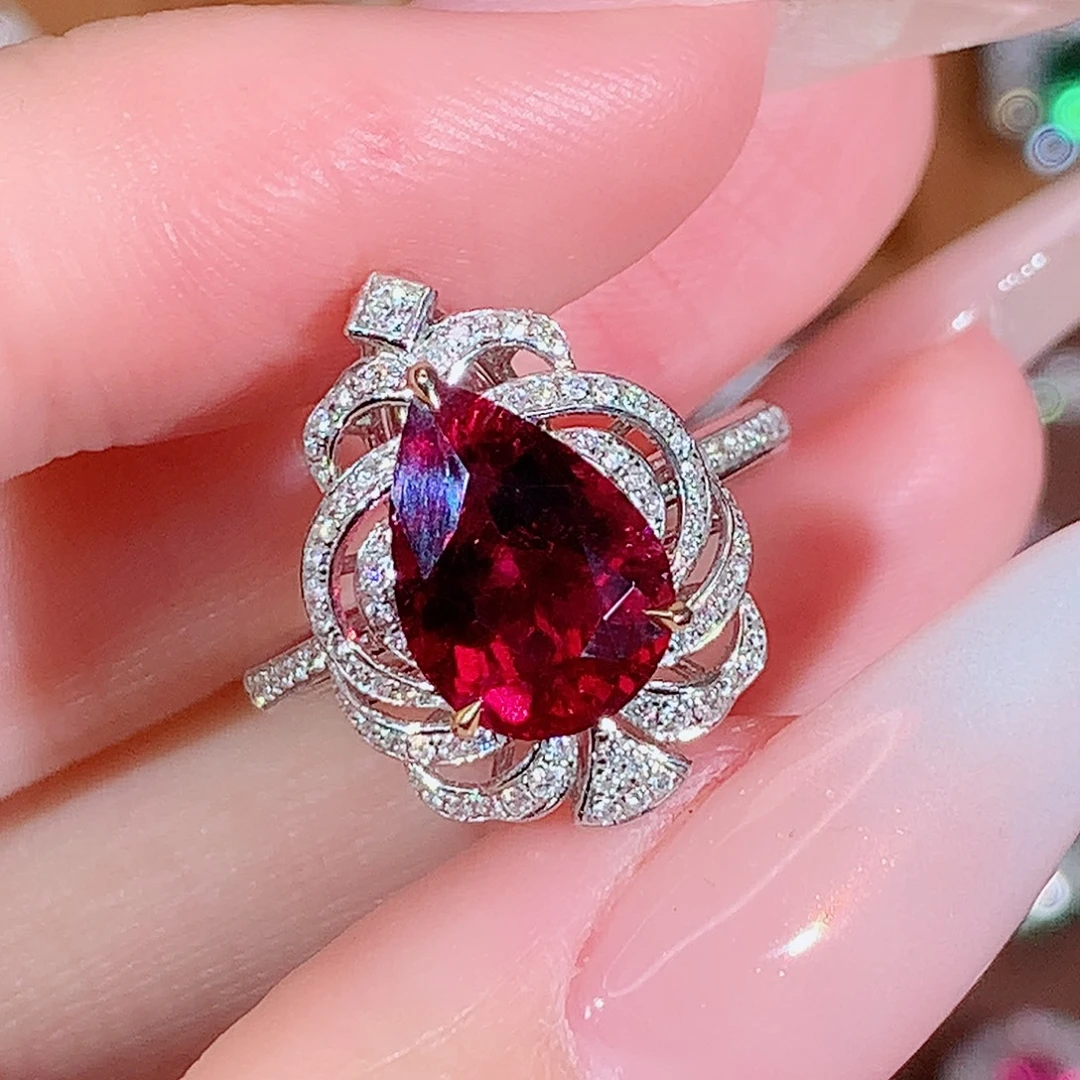 碧玺戒指18K金镶嵌2.81ct/天然宝石/七天无理由