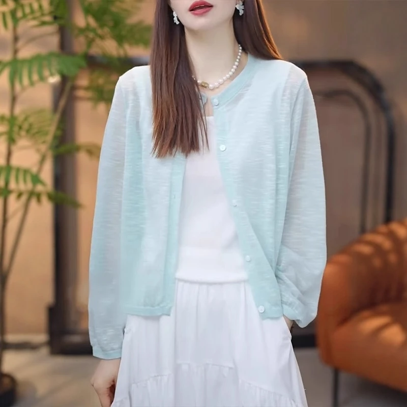 针织防晒开衫长袖夏季2025新款胖mm大码女装宽松薄款休闲百搭上衣