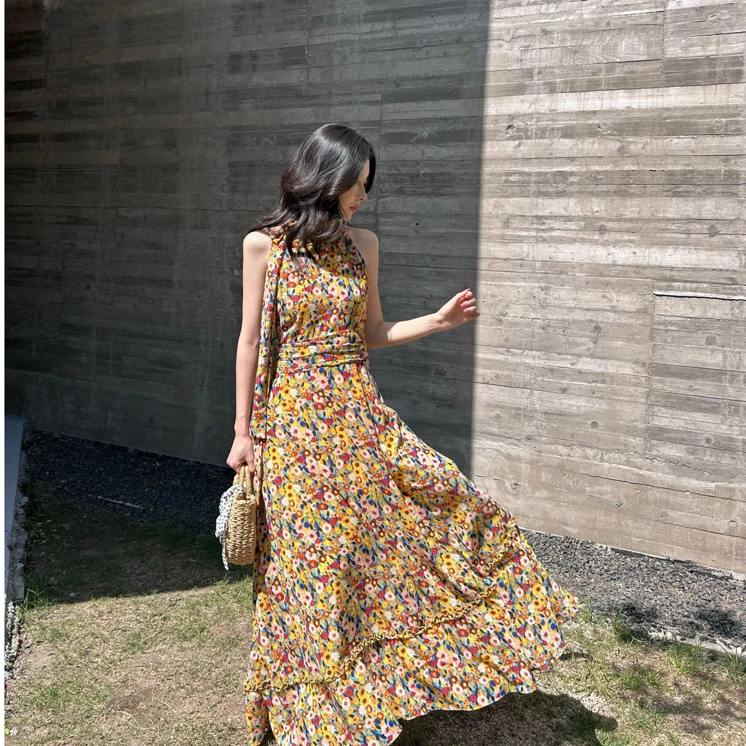 【梵高】夏季艺术浪漫油画风修身连衣裙