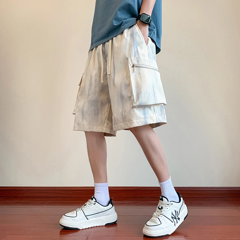 隐匿者直筒宽松短裤男夏季新款百搭搭配薄款扎染五分裤子男男生