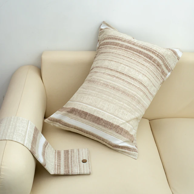 【M.LANG】纽扣枕套一对装 墨韵-咖