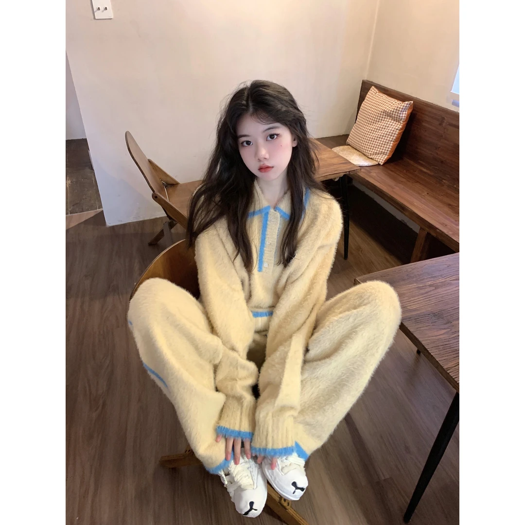 ins高级感甜美半边绒睡衣女冬季软糯亲肤加厚毛绒家居服大码套装