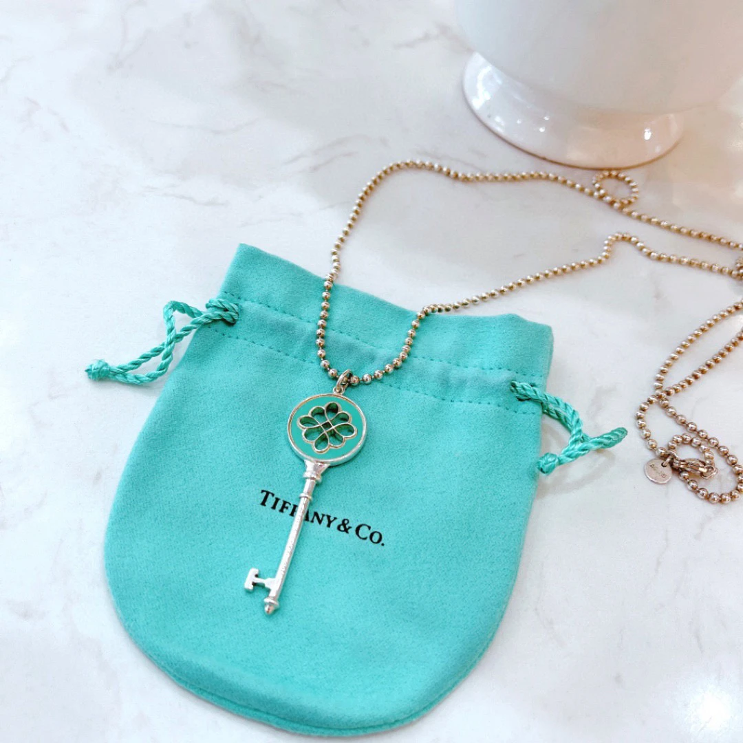 99新 Tiffany & Co./蒂芙尼  蓝色银钥匙坠子加链子