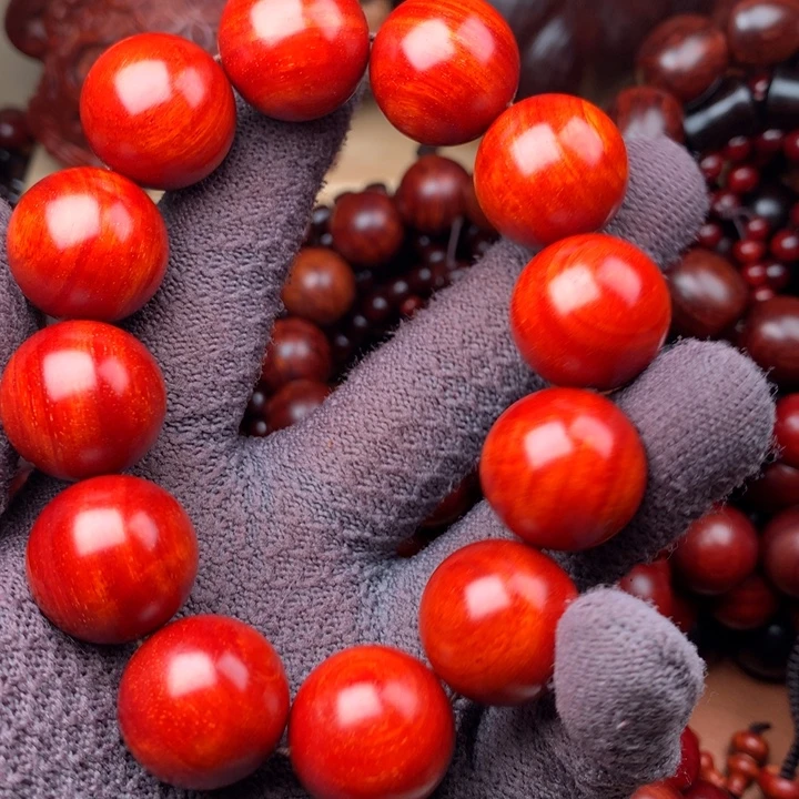 我***句手串/手链染料紫檀（血檀）2.0果冻泥鸡血红玉化料