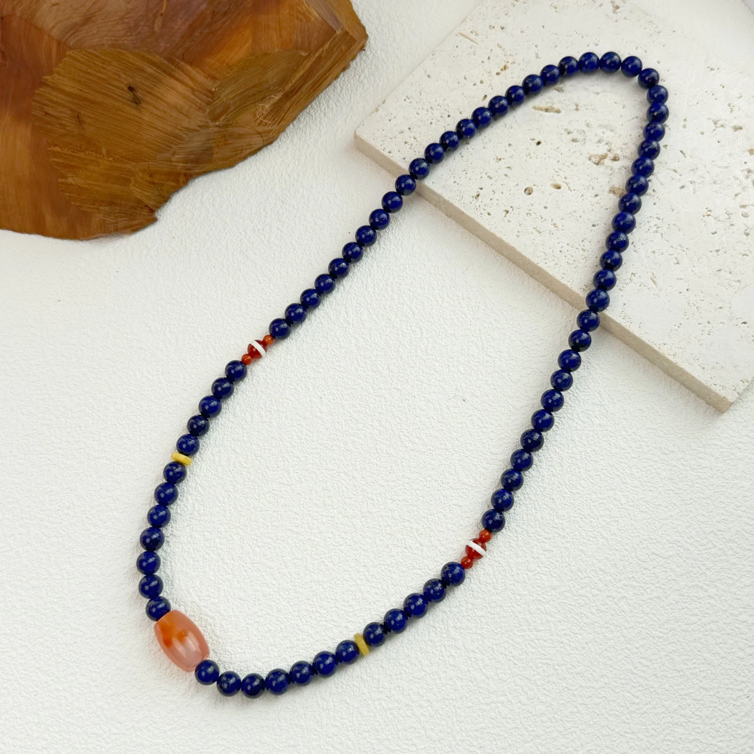 原创设计新中式青金石串珠项链手串两用精致大气毛衣链