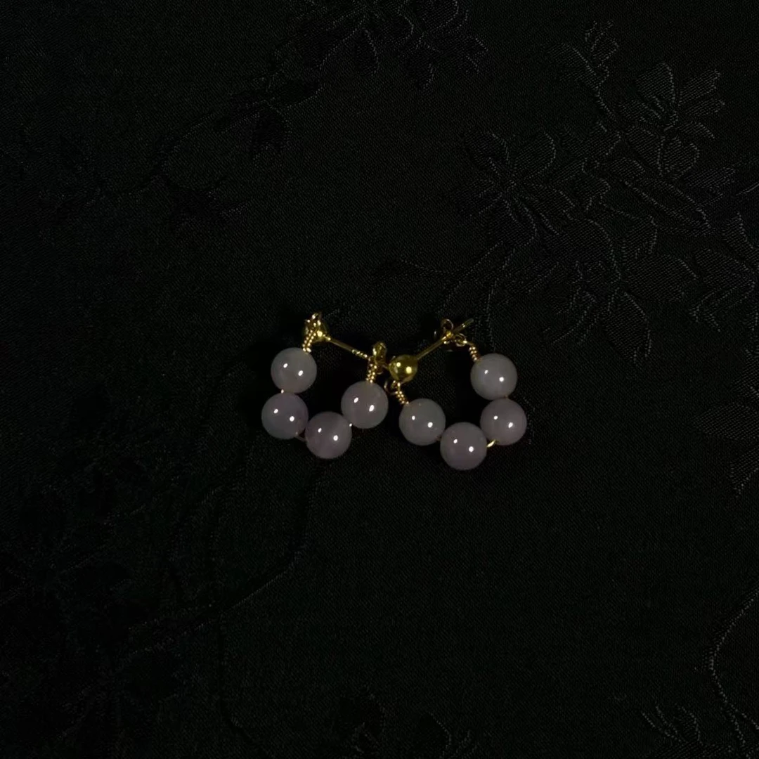 【冰提】和田玉烟紫耳环一对 百搭新中式国风 多样性发其一