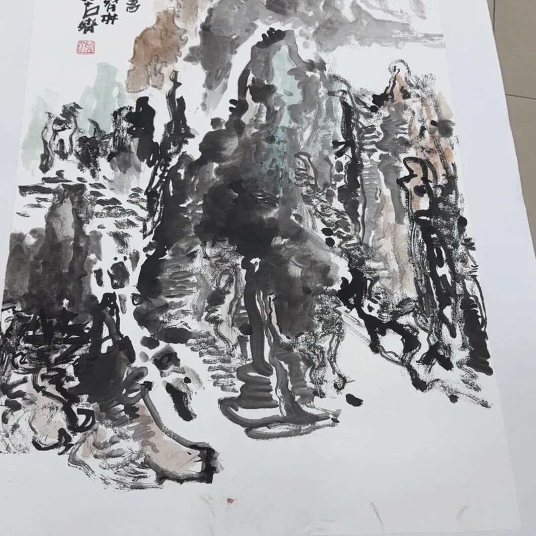 国画Mining crying