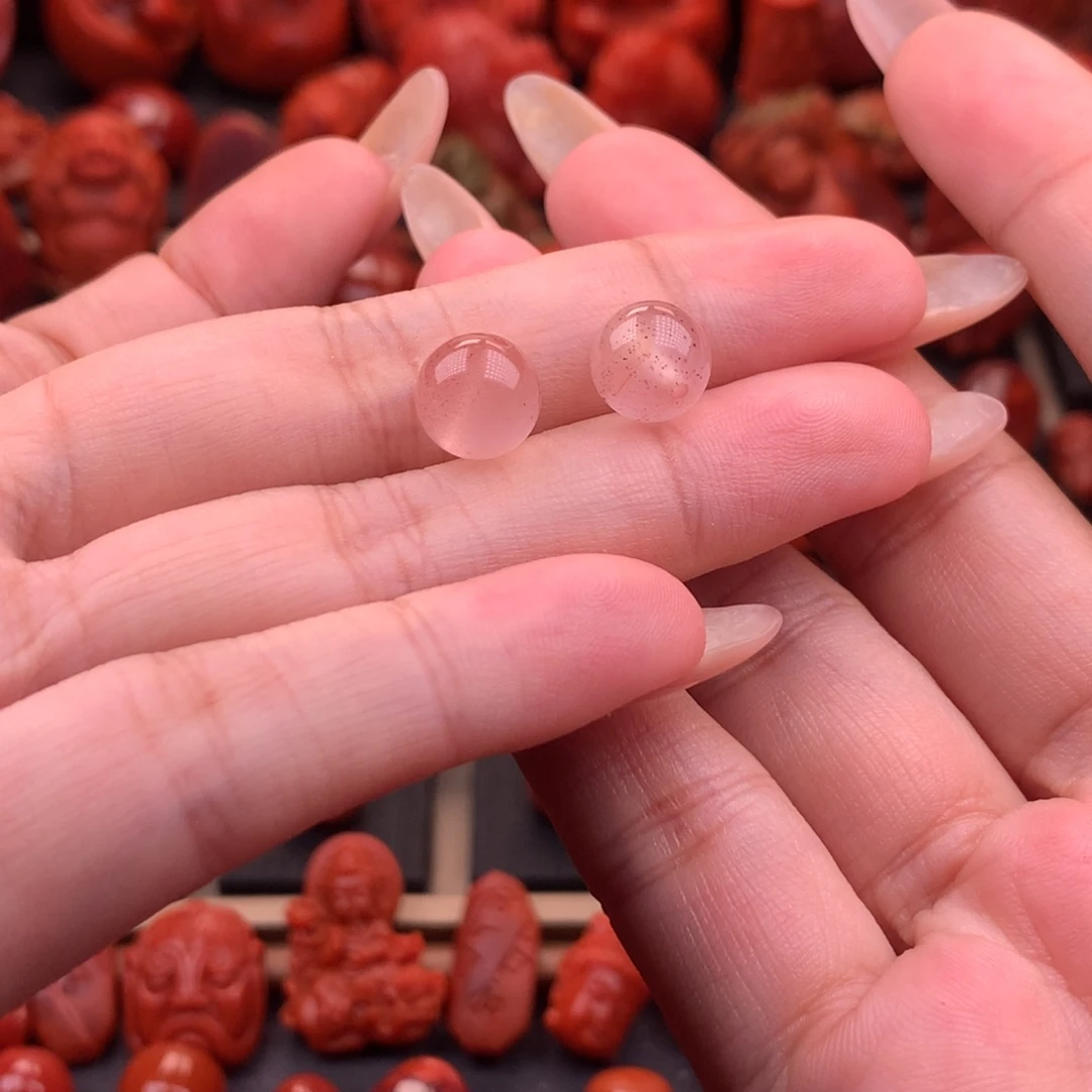 南红玛瑙南红川料冰飘满天星圆珠对珠9mm➕未镶嵌