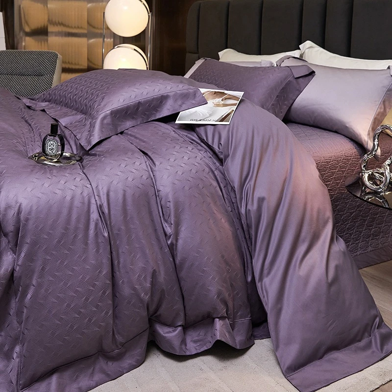 a类母婴级100支新疆长绒棉纯棉四件套提花全棉床盖四件套礼品轻奢