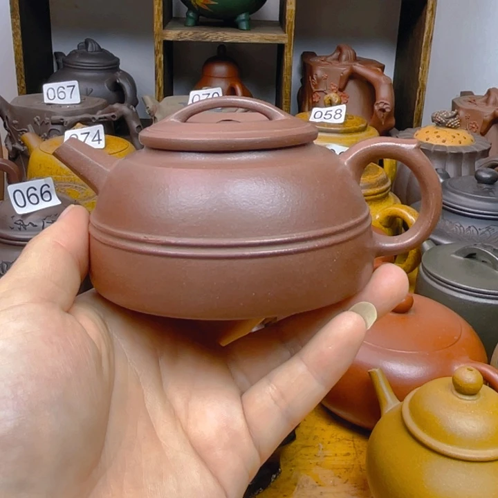 茶壶紫砂紫砂壶紫泥线圆230cc
