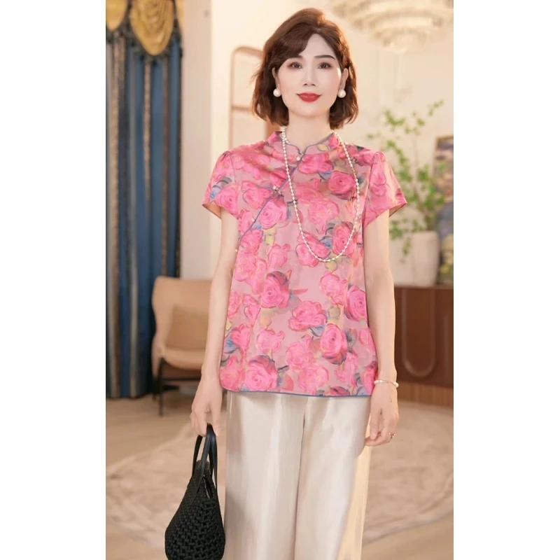 2025新款洋气中老年女装时尚国风上衣气质妈妈夏季衣服裤子套装